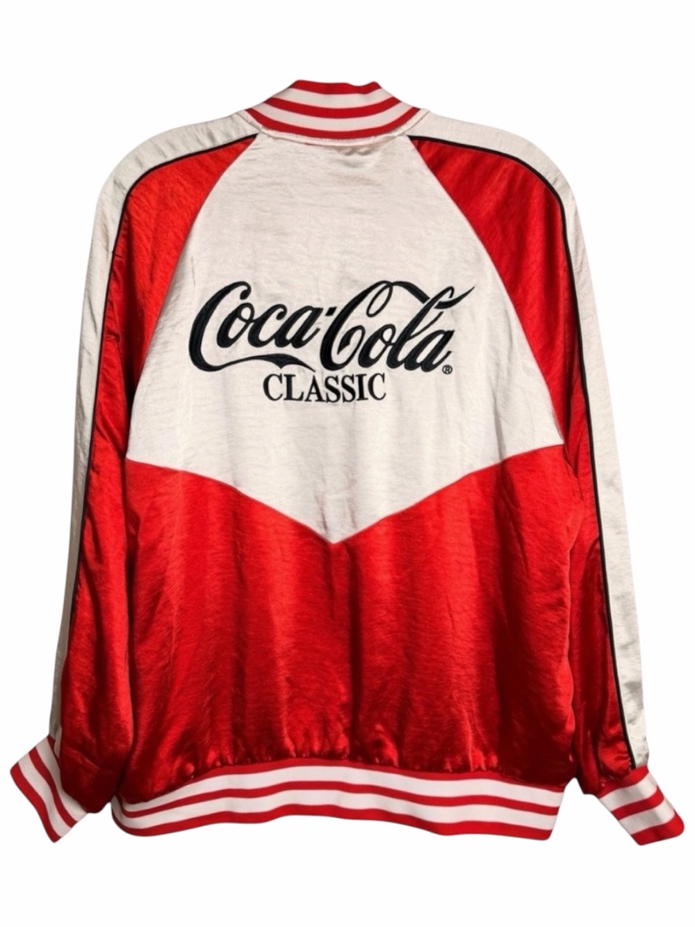 Coca Cola x Forever 21 Satin Bomber Jacket Red Logo Size M